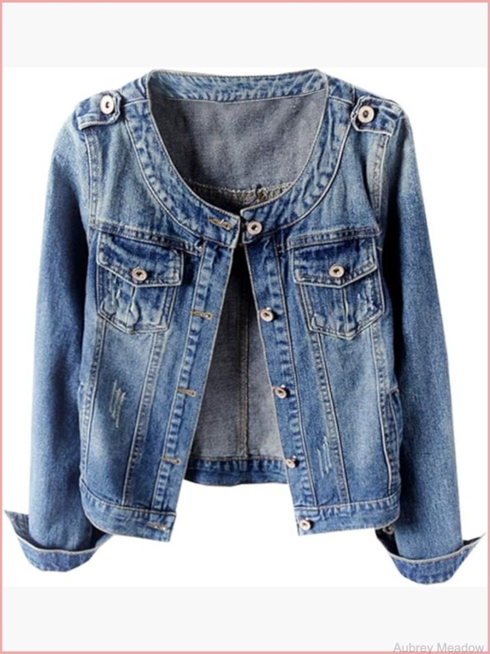 Collarless Button Down Long Sleeve Western Denim Jacket Country Concert Outfits
